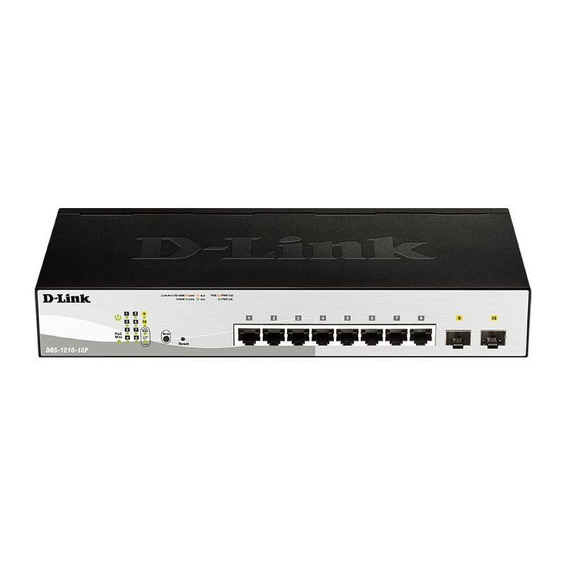 Switch D-Link DGS-1210-10P Web Smart, 8 Puertos Gigabit PoE + 2 SFP