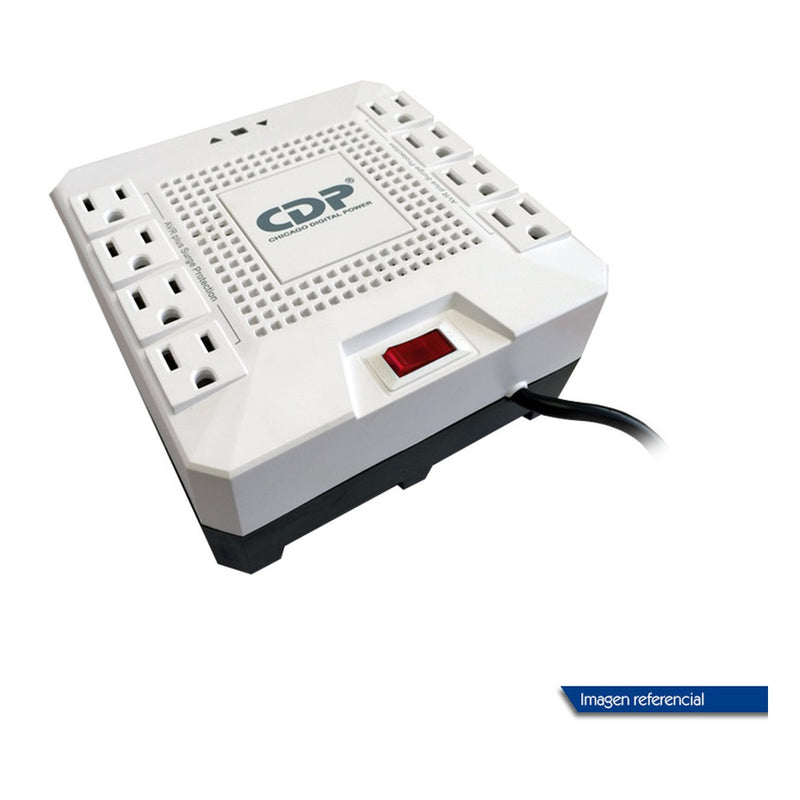 Regulador de Voltaje CDP RC-AVR Pro 1808i 1800VA/1000W (8 Tomas, Protección RJ11/RJ45)
