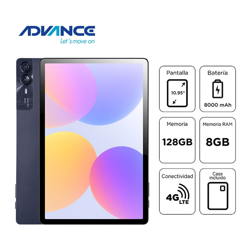 Tablet Advance NovaPad NP6070 10.95" FHD (Android 15, 4G LTE, 8GB/128GB, Plata)