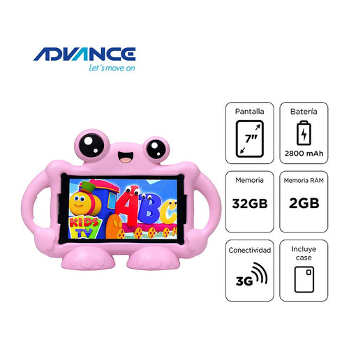 Tablet Advance Intro TR7996 7" (Android 11 Go, 3G, 2GB/32GB, Rosado)