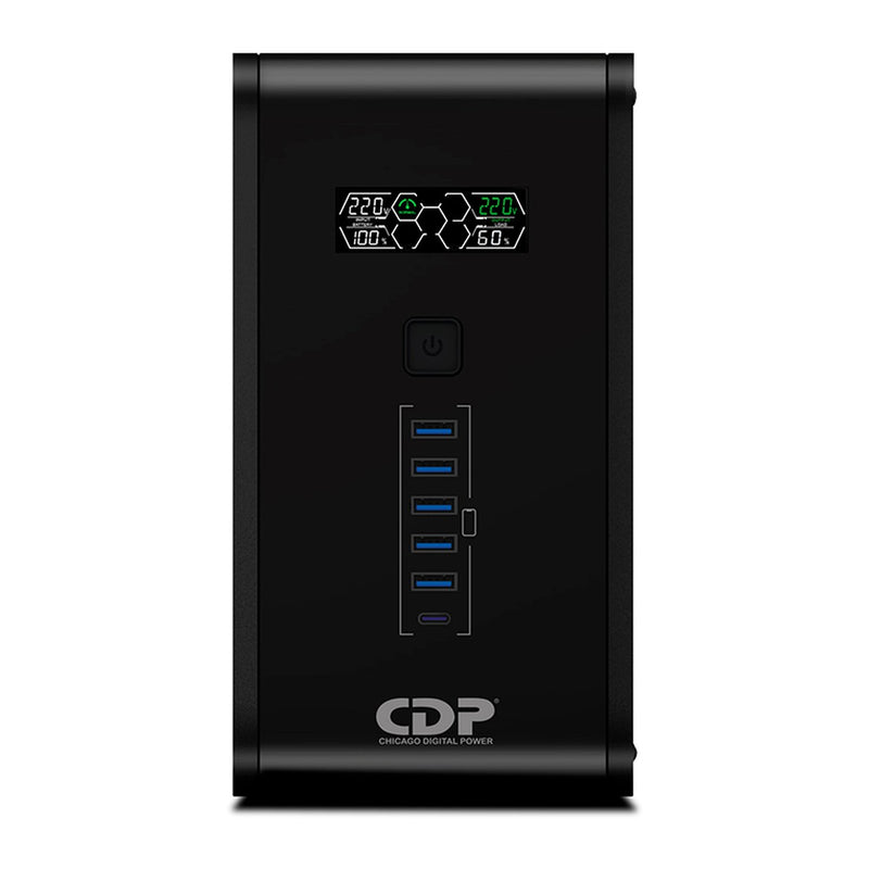 UPS Interactivo CDP R-Smart 1210i 1200VA/720W con AVR y LCD (10 Tomas, USB)
