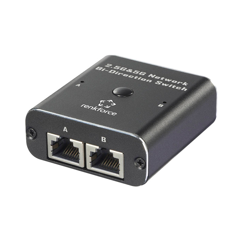 Switch Selector de Red Renkforce RF-EW-700, 2 puertos RJ45 2.5G/5G, alimentación USB