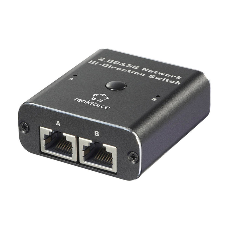 Switch Selector de Red Renkforce RF-EW-700, 2 puertos RJ45 2.5G/5G, alimentación USB