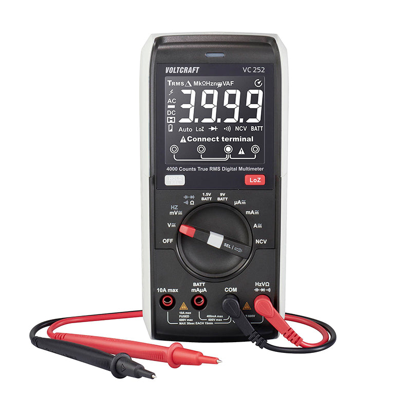 Multímetro Digital Voltcraft VC252 True RMS (CAT III 600V, 4000 Counts, LoZ)