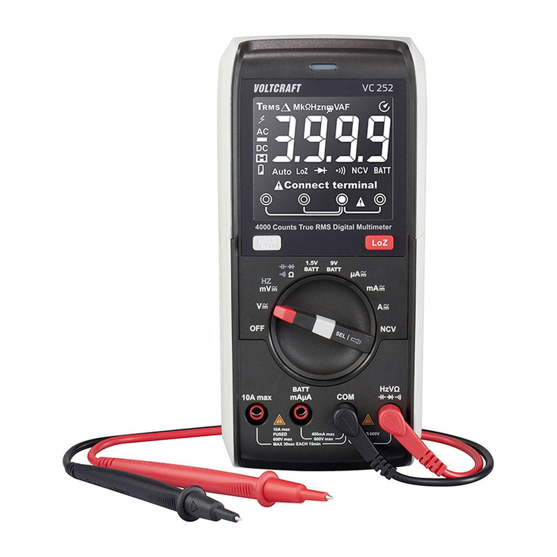 Multímetro Digital Voltcraft VC252 True RMS (CAT III 600V, 4000 Counts, LoZ)