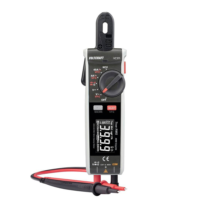 Pinza Amperimétrica Digital Voltcraft VC-371 True RMS (CAT III 600V, 40A)