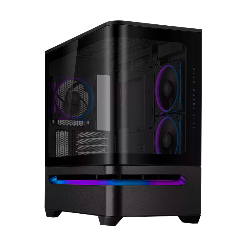Case Gamer ASUS Prime AP202 ARGB Micro-ATX (Vidrio Curvo, USB-C) Negro