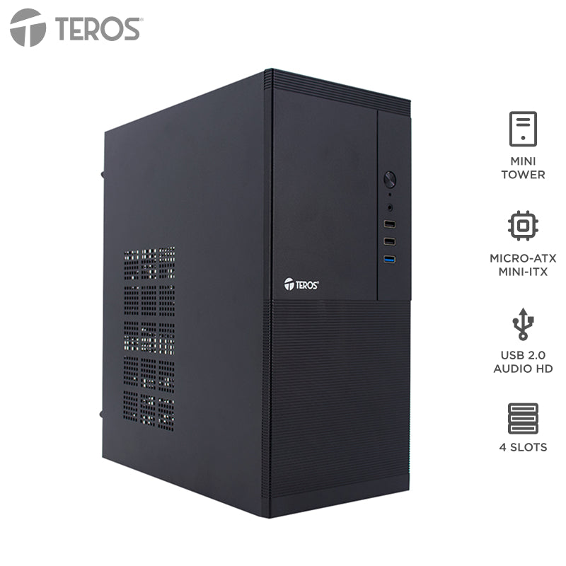 Case Teros TE-1033S Mini Tower Micro-ATX con Fuente 250W (USB 3.0) Negro