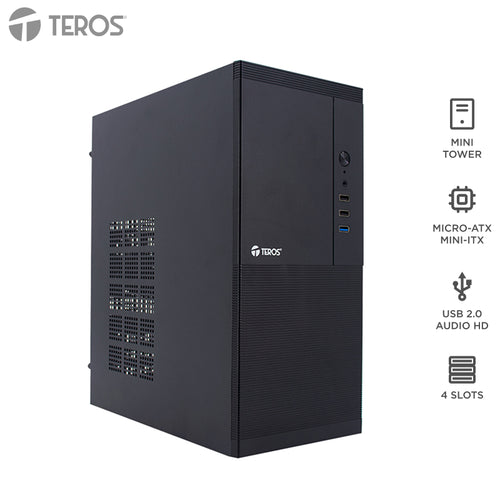 Case Teros TE-1033S Mini Tower Micro-ATX con Fuente 250W (USB 3.0) Negro