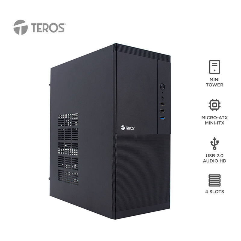 Case Teros TE-1033S Mini Tower Micro-ATX con Fuente 250W (USB 3.0) Negro