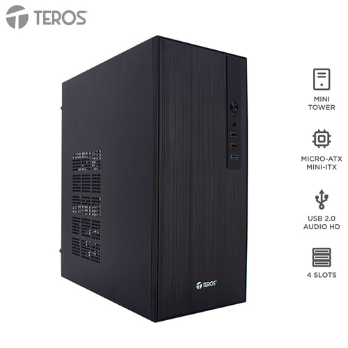 Case Teros TE-1034S Mini Tower Micro-ATX con Fuente 250W (USB 3.0) Negro