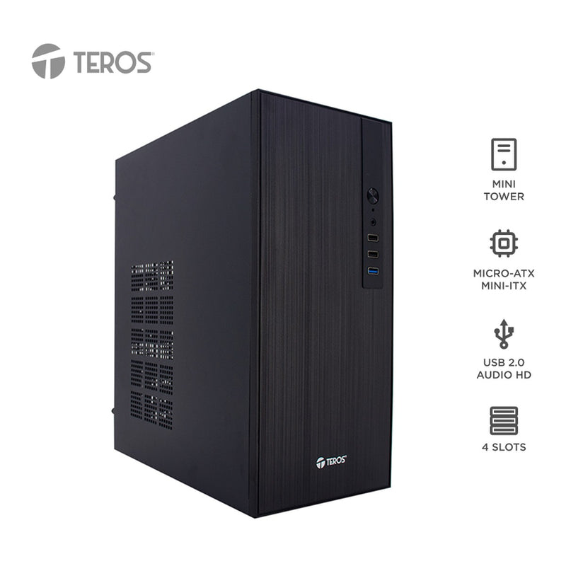 Case Teros TE-1034S Mini Tower Micro-ATX con Fuente 250W (USB 3.0) Negro