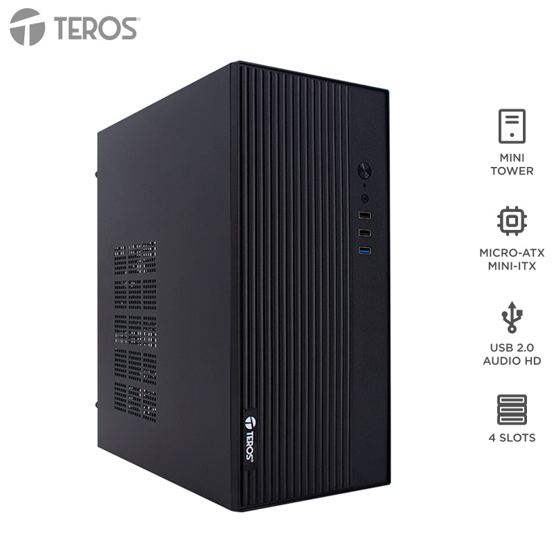 Case Teros TE-1035S Mini Tower Micro-ATX con Fuente 250W (USB 3.0) Negro