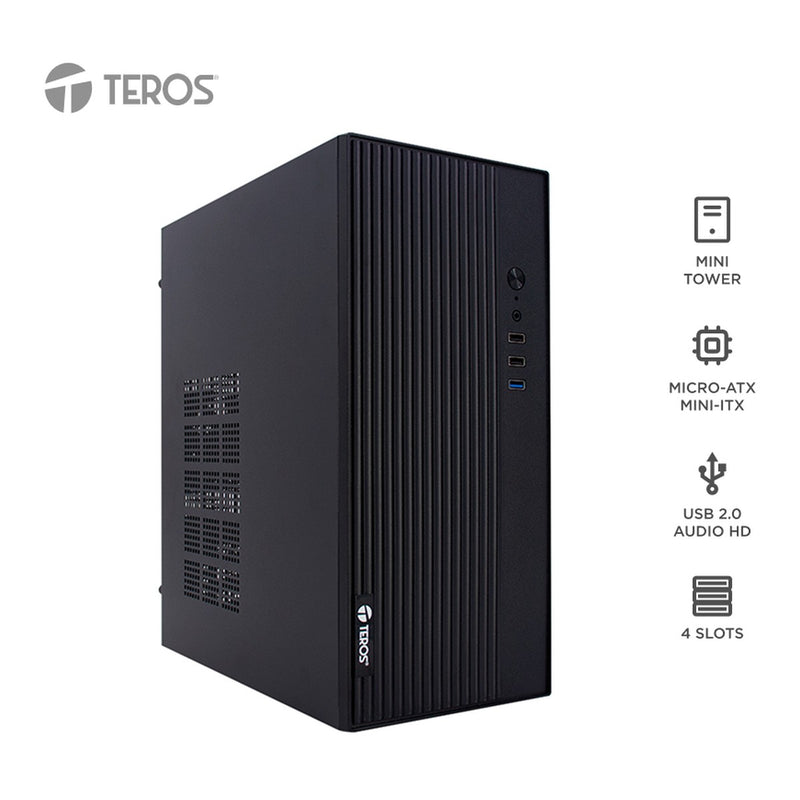 Case Teros TE-1035S Mini Tower Micro-ATX con Fuente 250W (USB 3.0) Negro