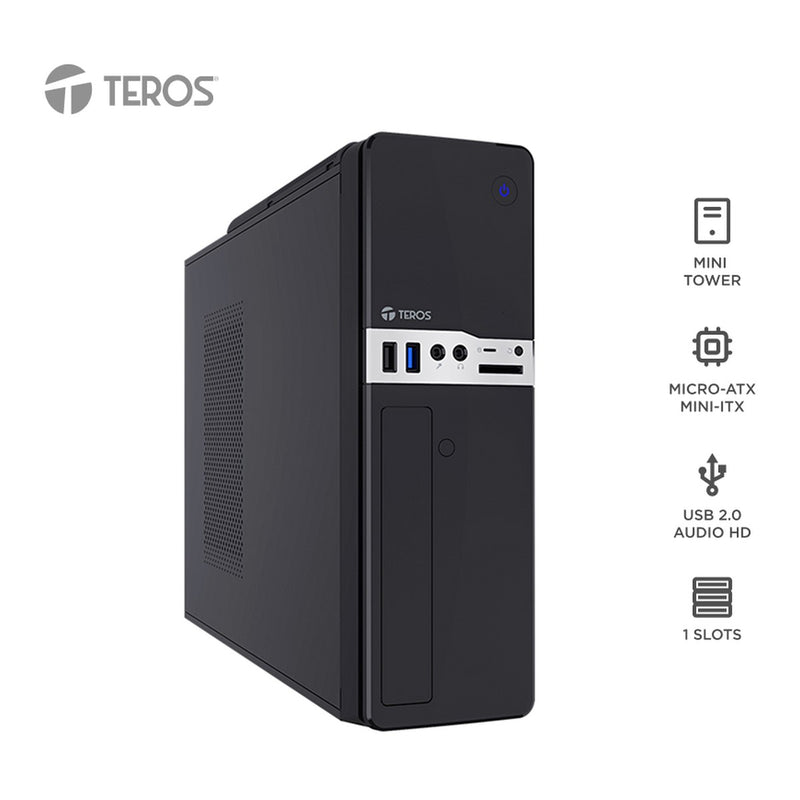 Case Slim Teros TE-1032S con Fuente 250W SFX (USB 3.2) Negro