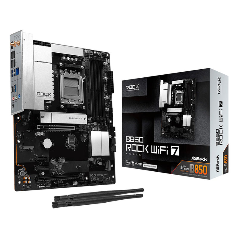 Placa Madre ASRock B850 Rock WiFi 7 (AMD B850, Socket AM5, DDR5, ATX)