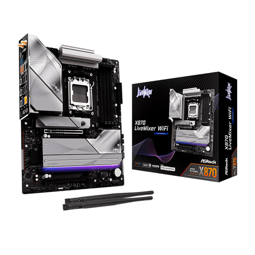 Placa Madre ASRock X870 LiveMixer WiFi (AMD X870, Socket AM5, DDR5, ATX)