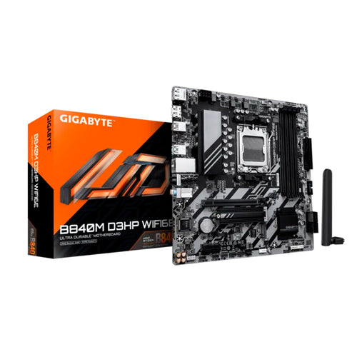Placa Madre Gigabyte B840M D3HP WiFi6E (AMD B840, Socket AM5, DDR5, Wi-Fi 6E, mATX)