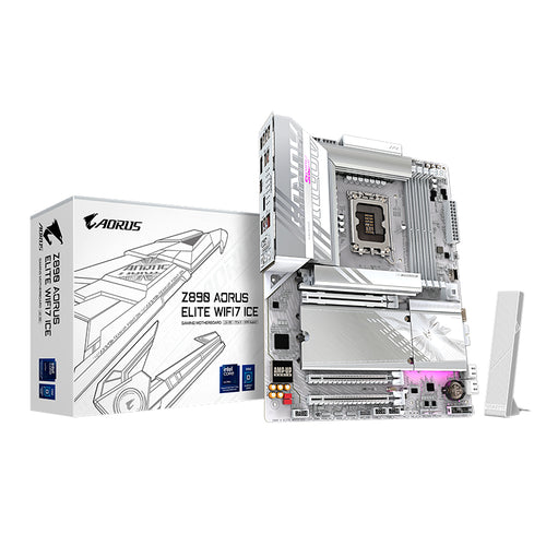 Placa Madre Gigabyte Z890 AORUS Elite WiFi7 ICE (Intel Z890, LGA1851, DDR5, ATX, blanca)