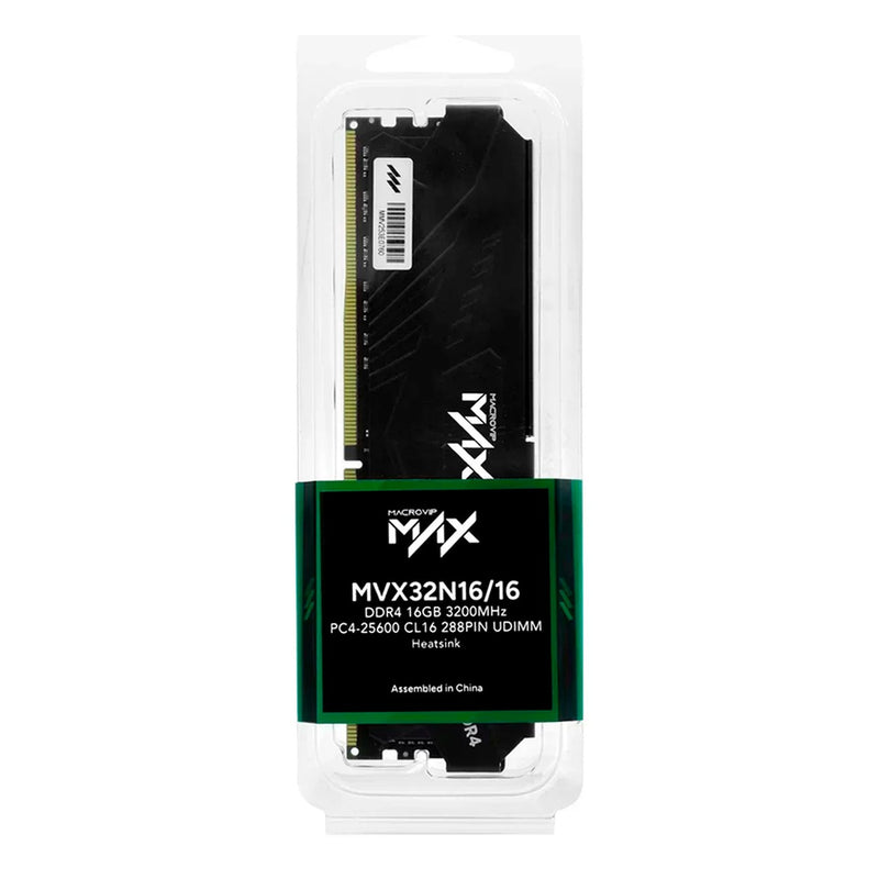 Memoria RAM MacroVIP Max 16GB DDR4 3200MHz (CL16, UDIMM, disipador negro)