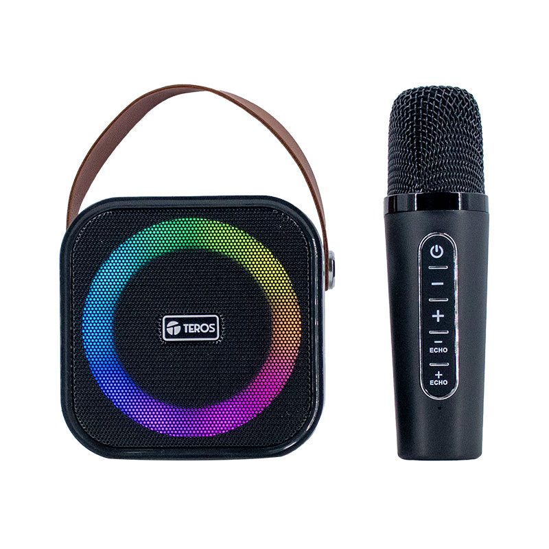 Parlante Karaoke Bluetooth Teros TE-6013N 10W con Micrófono Inalámbrico y LED