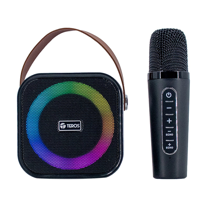Parlante Karaoke Bluetooth Teros TE-6013N 10W con Micrófono Inalámbrico y LED