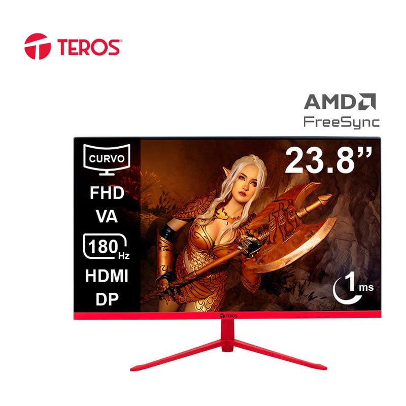 Monitor Gamer Curvo Teros TE-2473G 23.8" FHD VA (180Hz, 1ms, HDMI, DisplayPort)