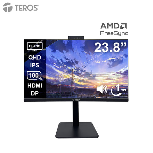 Monitor Teros TE-2416CS 23.8" QHD IPS 100Hz con Cámara 5MP y Micrófono (HDMI/DP)