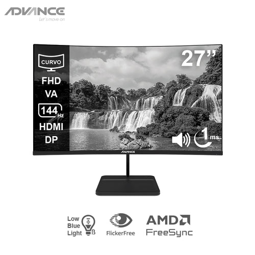Monitor Curvo Advance ADV-2752S 27" FHD VA 144Hz (1500R, HDMI/DP, Parlantes)