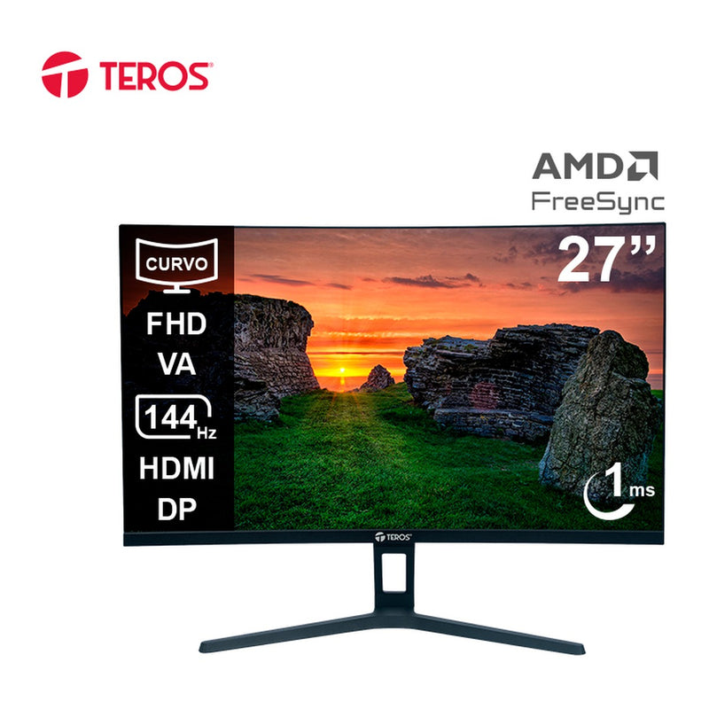 Monitor Curvo Teros TE-2734S 27" FHD VA 144Hz (1500R, HDMI/DP, Parlantes)