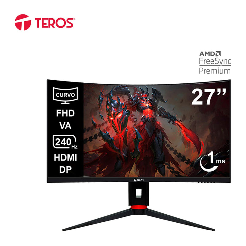 Monitor Curvo Gamer TEROS TE-2764G 27" Full HD VA (240Hz, 1ms, HDMI 2.1, DisplayPort)