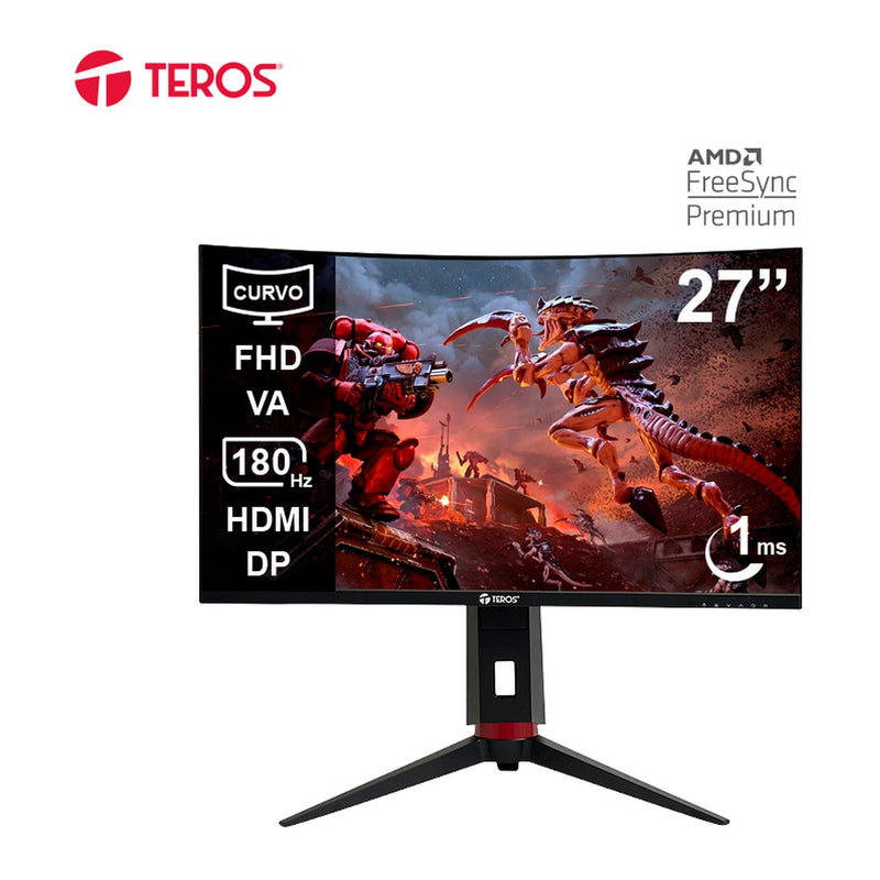Monitor Curvo Gamer Teros TE-2766G 27" FHD VA 180Hz (1500R, HDMI/DP)