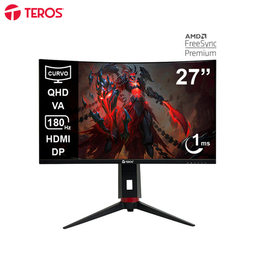 Monitor Curvo Gamer Teros TE-2767G 27" QHD VA 180Hz (1500R, HDMI/DP)
