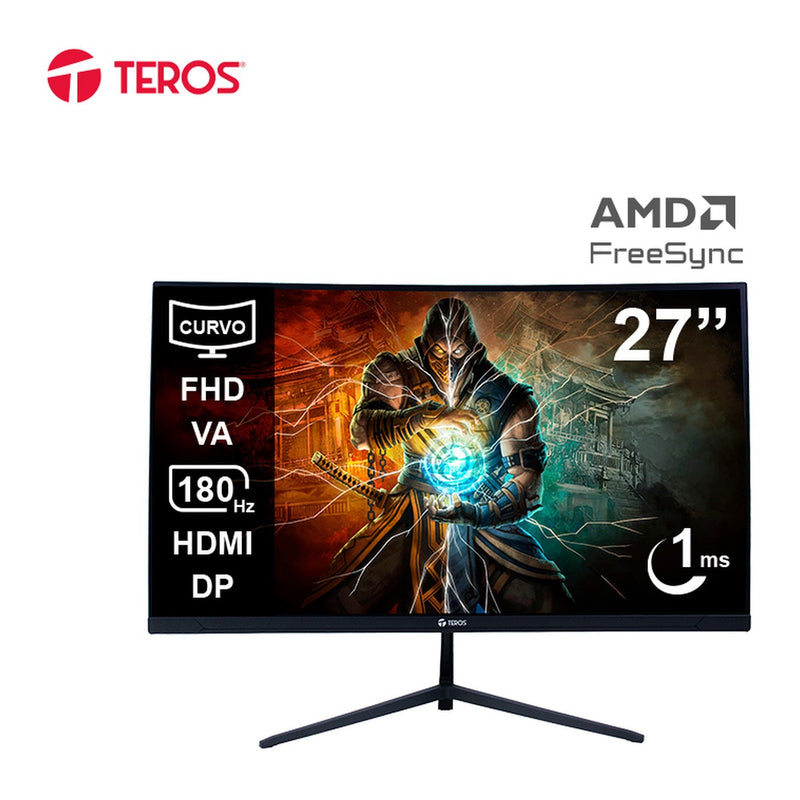 Monitor Curvo Gamer Teros TE-2787G 27" FHD VA 180Hz (1800R, HDMI/DP)