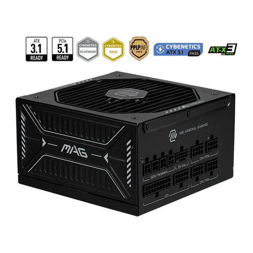 Fuente de Poder MSI MAG A1000GLS PCIe5 1000W Modular (ATX, 80 Plus Gold)