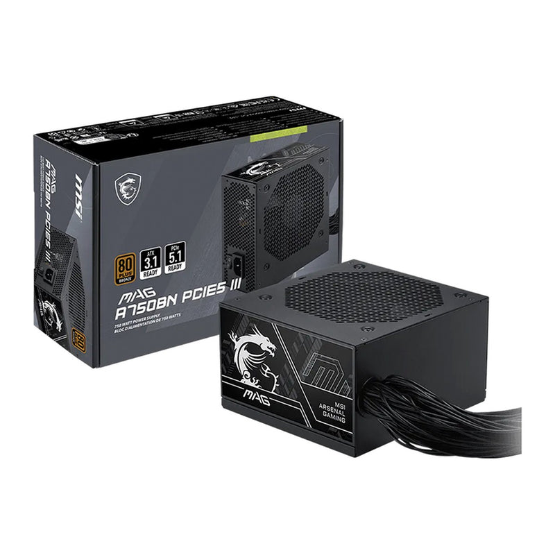 Fuente de Poder MSI MAG A750BN PCIe5 III 750W (ATX, 80 Plus Bronze)