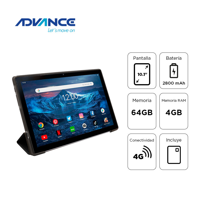 Tablet Advance SmartPad SP5706 10.1" (Android 13, 4G, 4GB/64GB, Gris)