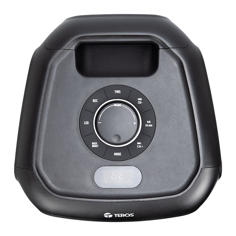 Parlante para Fiestas Teros Vibe 6055 100W Bluetooth con Karaoke (2 Micrófonos) Negro