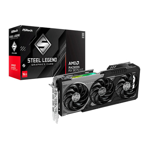 Tarjeta de Video ASRock Radeon RX 9070 XT Steel Legend Dark 16GB (GDDR6, PCIe 5.0)