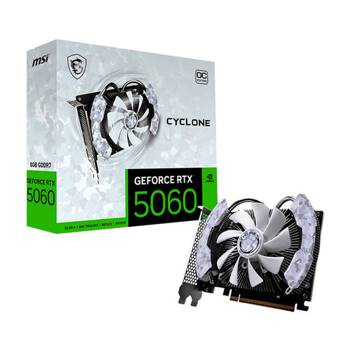 Tarjeta de Video MSI GeForce RTX 5060 CYCLONE OC 8GB (GDDR7, PCIe 5.0)