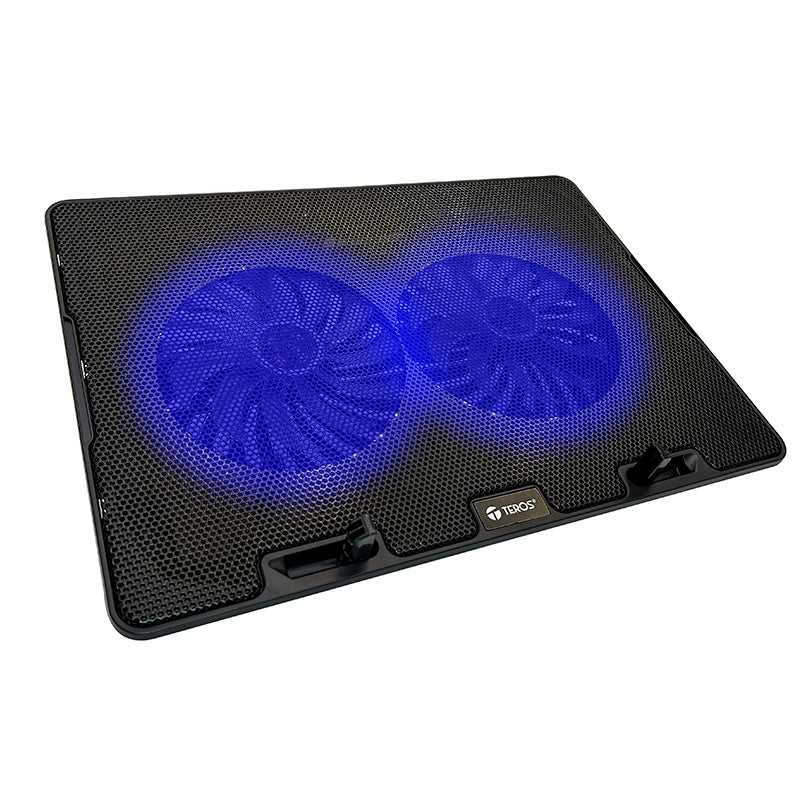 Base Cooler para Notebook TEROS TE-7020N (hasta 15.6", 2 ventiladores, LED azul)