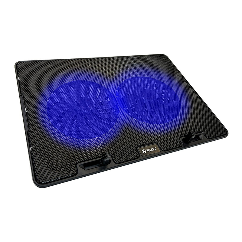 Base Cooler para Notebook TEROS TE-7020N (hasta 15.6", 2 ventiladores, LED azul)