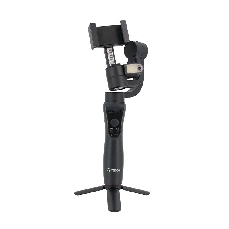 Estabilizador Gimbal Teros TE-7056N de 3 Ejes 360° con Rastreador IA y Powerbank Negro