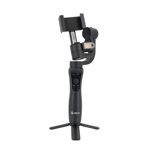 Estabilizador Gimbal Teros TE-7056N de 3 Ejes 360° con Rastreador IA y Powerbank Negro