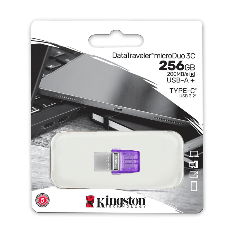 Memoria USB Kingston DataTraveler microDuo 3C 256GB USB-A + USB-C (200MB/s)