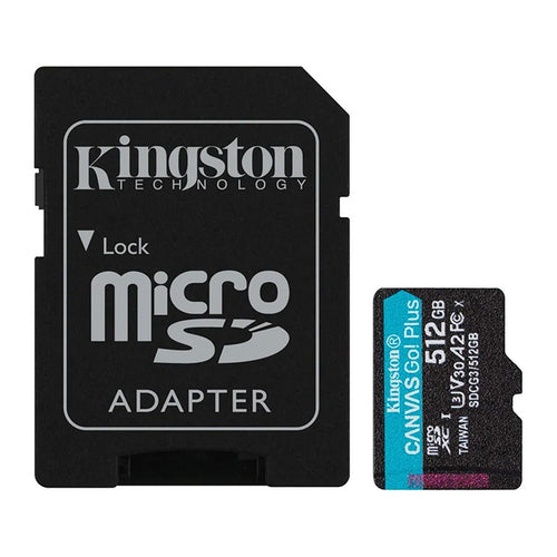 MicroSD Kingston Canvas Go! Plus 512GB A2 V30 (200MB/s) con Adaptador SD