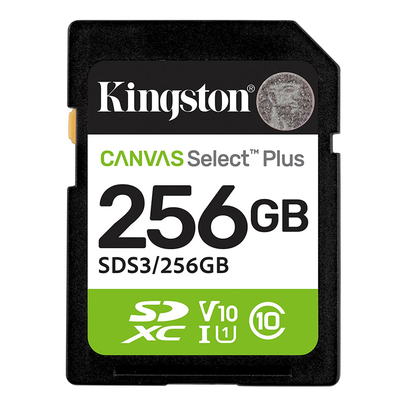 Memoria SD Kingston Canvas Select Plus 256GB UHS-I, lectura 150 MB/s