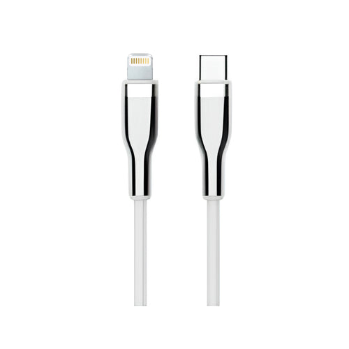 Cable USB-C a Lightning Teros TE-70212W 20W Certificado MFi 2m Blanco/Plateado