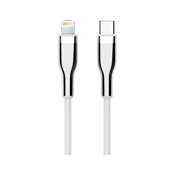 Cable USB-C a Lightning Teros TE-70212W 20W Certificado MFi 2m Blanco/Plateado