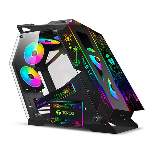 Case Gamer TEROS TE-1312G Mid Tower (vidrio templado, 4 ventiladores ARGB, negro)